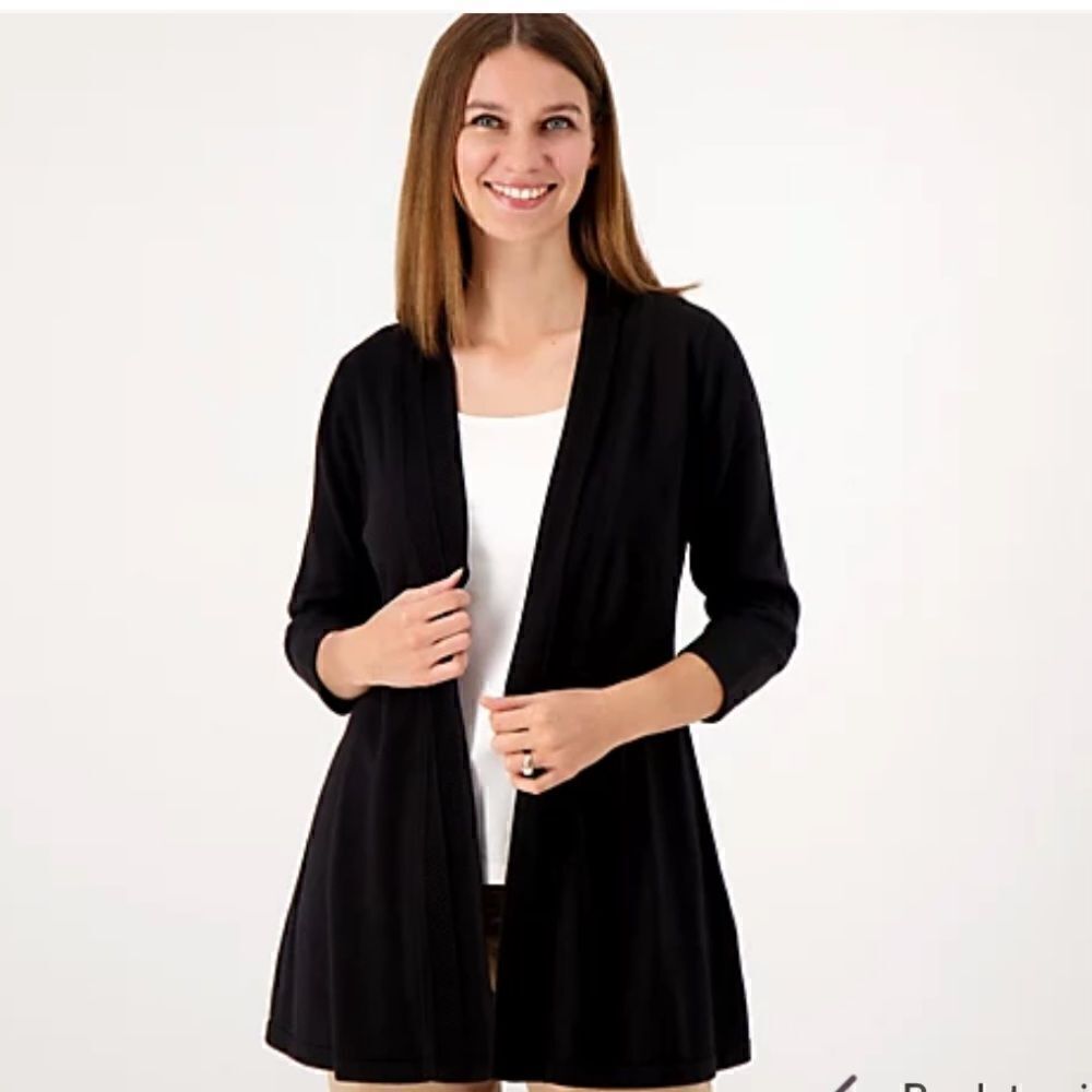 ISAAC MIZRAHI LIVE ESSENTIALS Charcoal Gray Open Front Cardigan size XL